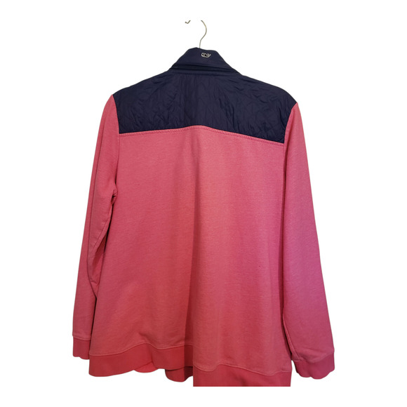 Vineyard Vines Shep Pink Quilted Snap Pullover Sweatshirt Hood Blue XL - Picture 2 of 13